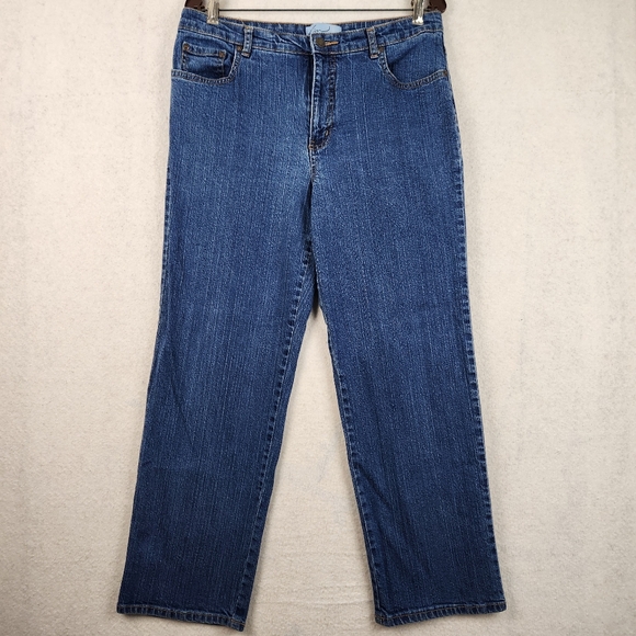 Kim Rogers Petite Women's Size 12P Blue Denim Straight Leg Jeans - Picture 1 of 7